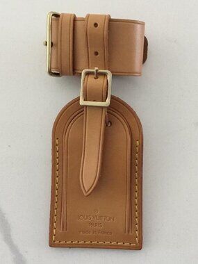 Authentic Louis Vuitton Vachetta Leather Luggage Tag w/Buckle Strap NWOT